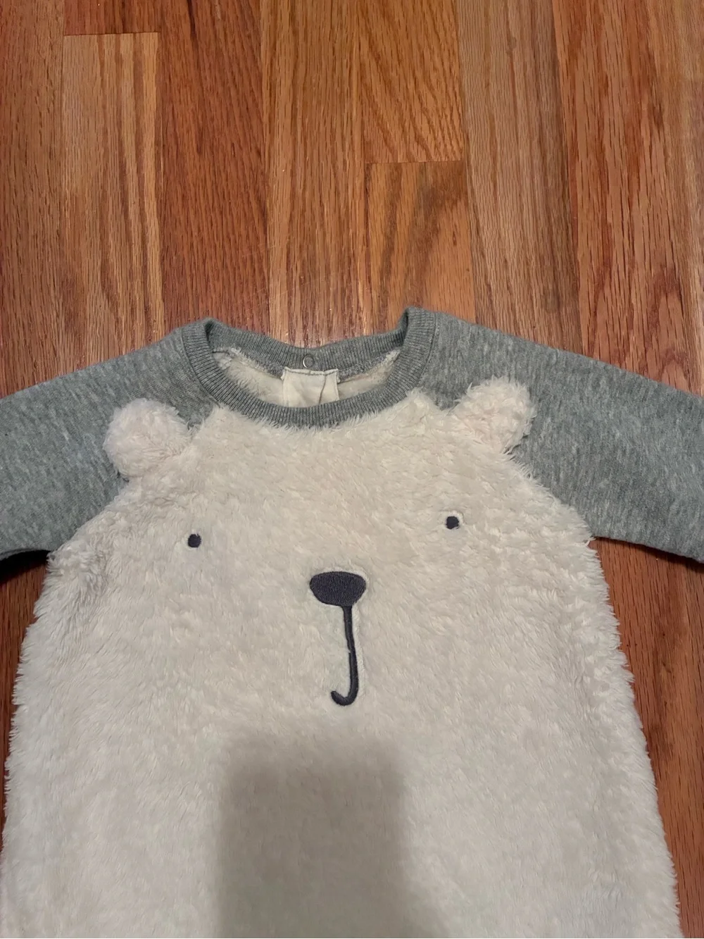 GAP Baby Sherpa Bear Sweatshirt Dress Ivory and Gray 12-18 mos